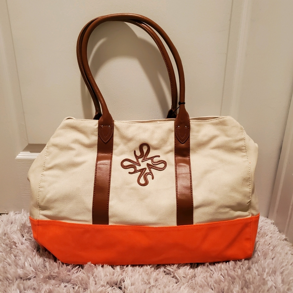 Simply Vera Wang Cream, Neon Orange Beach Tote
